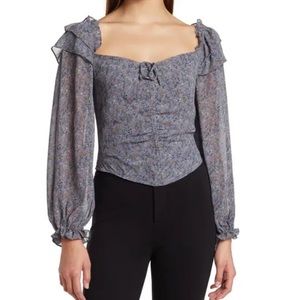 NWOT ASTR the Label Printed Ruffle Crop
Long Sleeve Top